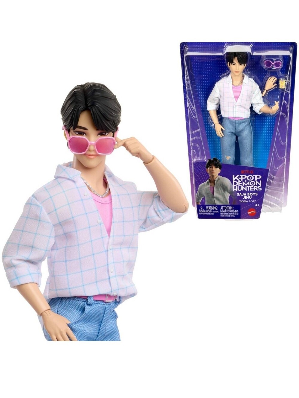 KPop Demon Hunters Saja Boys Jinu Fashion Doll in “Soda Pop”